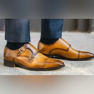 Express Tan Double Monk Strap Shoes